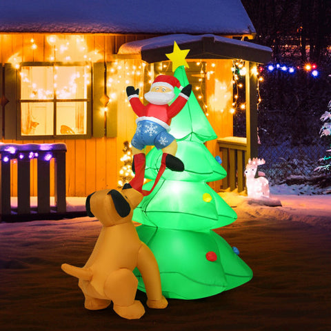 6.5 Feet Outdoor Inflatable Christmas Tree Santa Decor with LED Lights 6.5