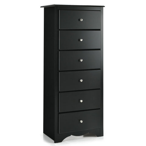 6 Drawers Chest Dresser Clothes Storage Bedroom Furniture Cabinet-Black 6