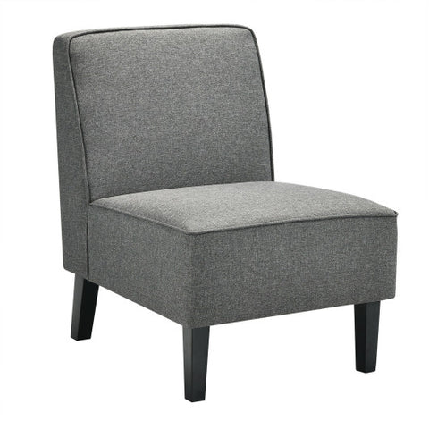 Single Fabric Modern Armless Accent  Sofa Chair with Rubber Wood Legs -Gray