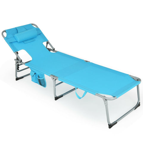Folding Beach Lounge Chair with Pillow for Outdoor-Turquoise Folding Beach