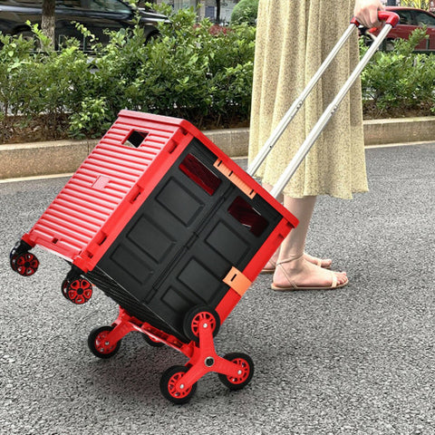 Costway Foldable Utility Cart for Travel and Shopping-Red Costway Foldable