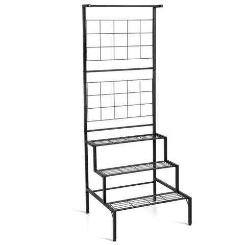 3-Tier Hanging Plant Stand with Grid Panel Display Shelf 3-Tier Hanging