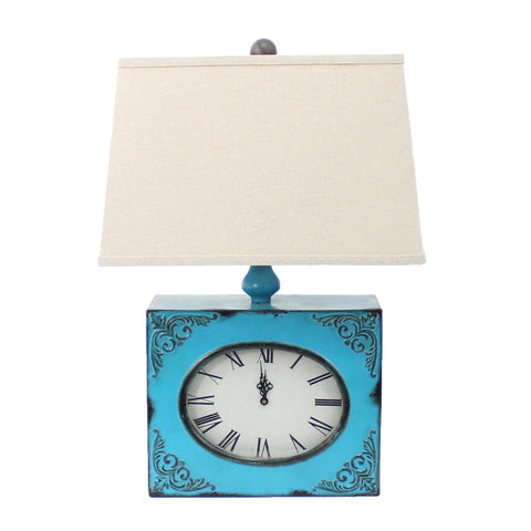 7 X 7 X 22 Blue Vintage Metal Clock Base - Table Lamp