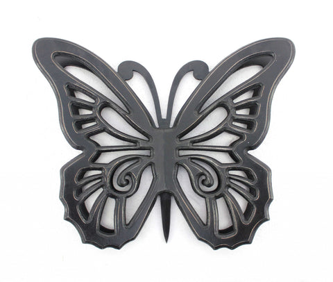 23" X 19" Black Rustic Butterfly Wooden Wall Decor