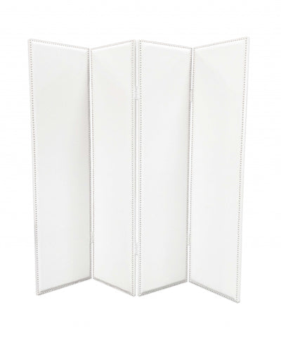84 X 84 White Faux Leather  Screen
