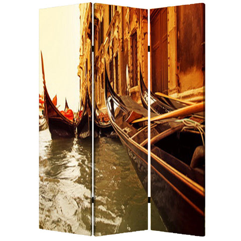 48" X 72" Multi Color Wood Canvas Venice  Screen