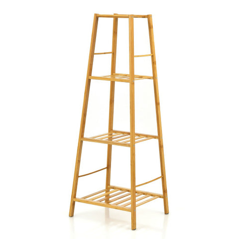 4-Potted Bamboo Tall Plant Holder Stand-Natural 4-Potted Bamboo Tall Plant