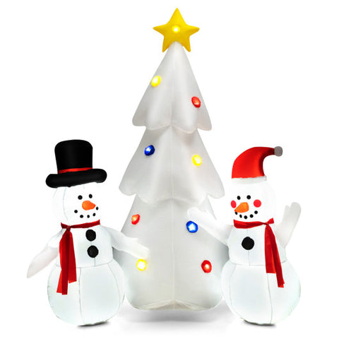 Inflatable Christmas Double Snowmen Decoration with Built-in Rotating LED