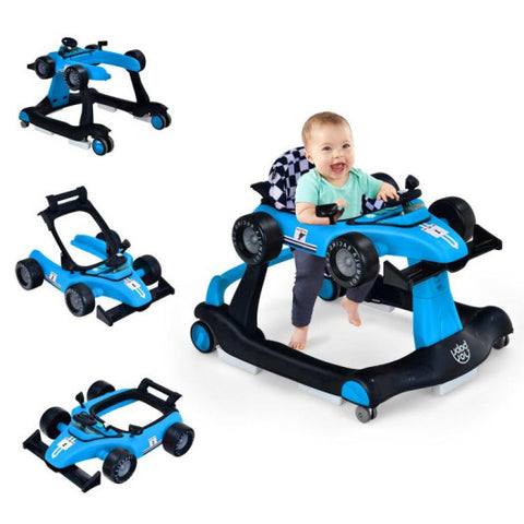4-in-1 Foldable Activity Push Walker with Adjustable Height-Blue 4-in-1