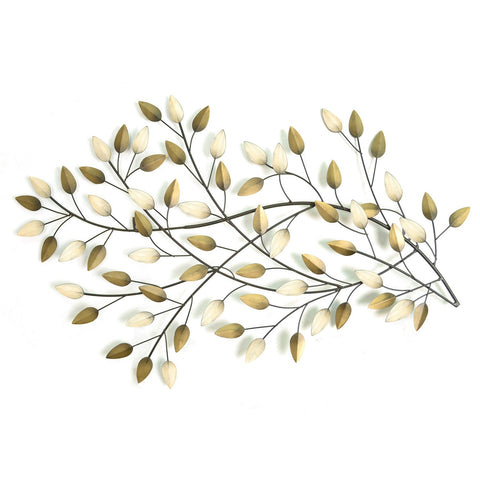 Gold and Beige Metal Leaves Wall Decor