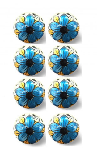1.5" X 1.5" X 1.5" Blue Black And Yellow  Knobs 8 Pack