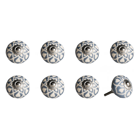 1.5" X 1.5" X 1.5" Hues Of Gray Cream And Silver  Knobs 8 Pack