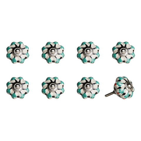 1.5" X 1.5" X 1.5" Hues Of White Green And Black  Knobs 8 Pack
