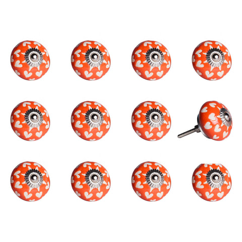 1.5" X 1.5" X 1.5" Orange White And Silver  Knobs 12 Pack