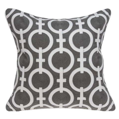 20" X 0.5" X 20" Transitional Gray And White Cotton Pillow Cover 20" X 0.5"