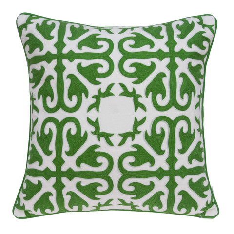 20" X 7" X 20" Traditional Green And White Accent Pillow Cover With Down