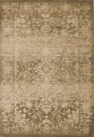 5'X8' Beige Machine Woven Distressed Floral Traditional Indoor Area Rug