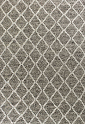 3'X5' Dark Grey Hand Woven Diamond Pattern Indoor Area Rug