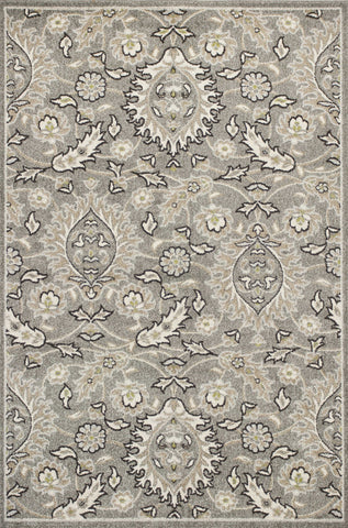 8'X11' Grey Machine Woven Uv Treated Floral Traditional Indoor Outdoor Area Rug