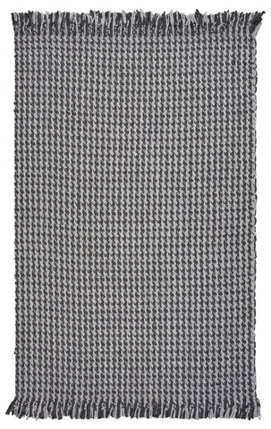 3' X 5' Grey Braided Wool Area Rug With Fringe