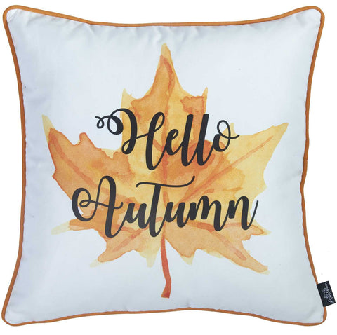 18"X 18" Thanksgiving Leaf Quote Decorative Throw Pillow Cover