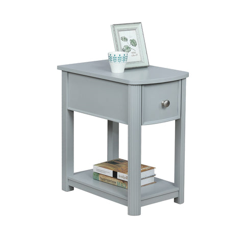 Compact Grey Wood End Table With Shelf Compact Grey Wood End Table With