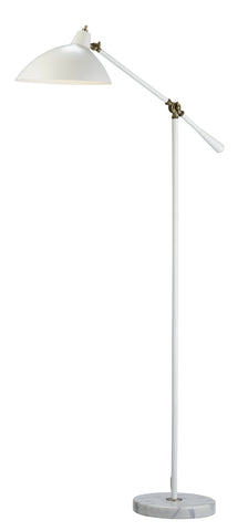 60" White Task Floor Lamp With White Bowl Shade