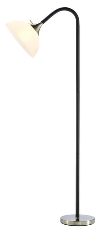 71" Black Arched Floor Lamp With Satin Bowl Shade 71" Black Arched Floor
