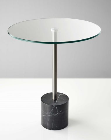 21" Silver And Clear Glass Round End Table