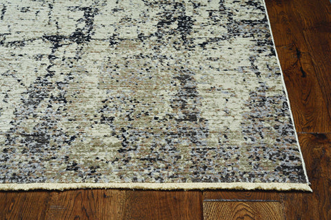 2' X 8' Ivory Or Grey Abstract Cracks Runner Rug
