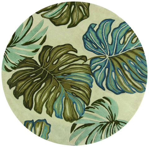 10' Ivory Hand Tufted Tropical Monstera Indoor Runner Rug