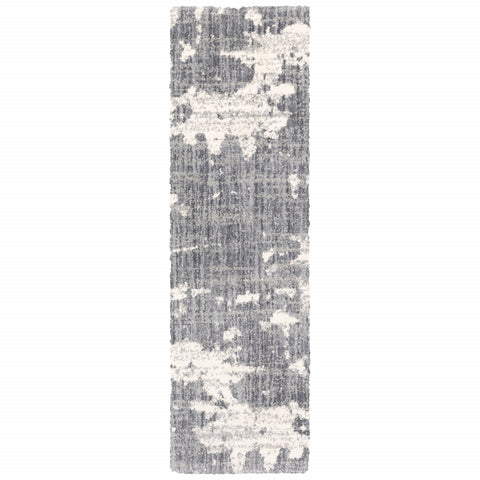 2'X8' Grey And Ivory Grey Matter  Runner Rug