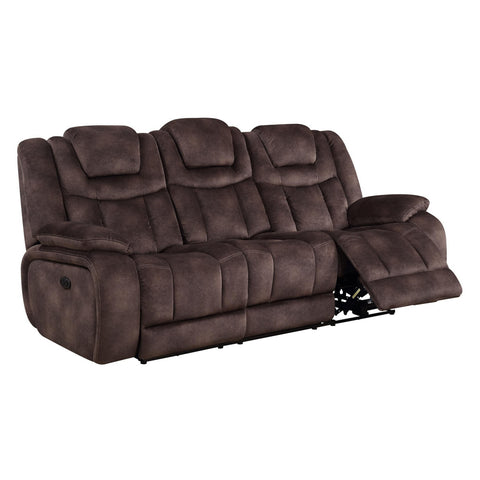 Chocolate Power Reclining Sofa With Adjustable Power Headrest  Reading