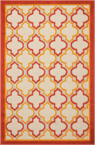 3' X 4' Red And Ivory Geometric Indoor Outdoor Area Rug