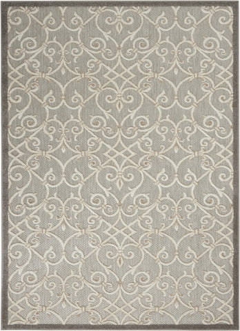 5' X 8' Gray And Ivory Floral Indoor Outdoor Area Rug