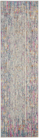 8' Pink And Ivory Abstract Power Loom Runner Rug