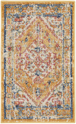 2' X 3' Yellow And Ivory Dhurrie Area Rug