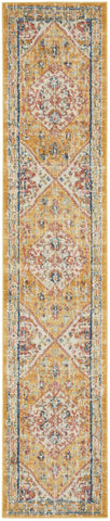 10' Yellow And Ivory Dhurrie Runner Rug