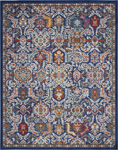 8' X 10' Blue And Ivory Power Loom Area Rug