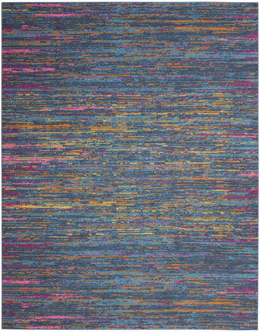 7' X 10' Blue And Orange Abstract Power Loom Area Rug
