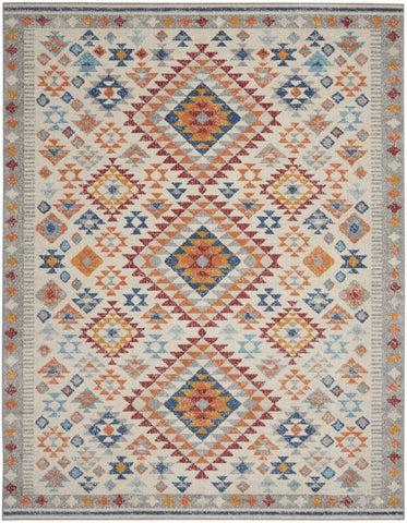 8' X 10' Gray And Ivory Geometric Dhurrie Area Rug