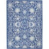 6' X 9' Navy Blue Floral Dhurrie Area Rug