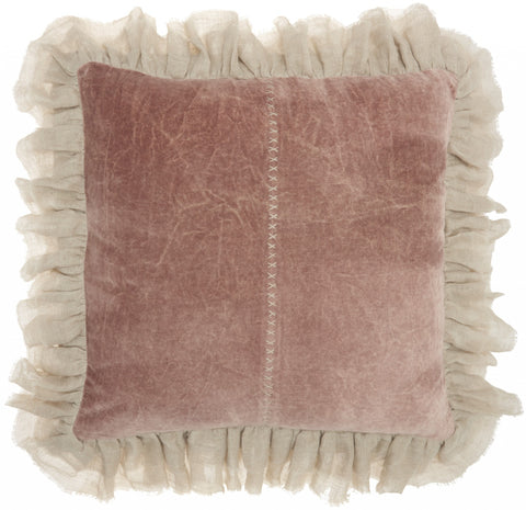Wide Tasseled Marble Pink Throw Pillow