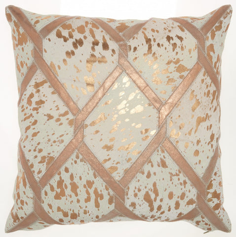 Rose Gold And White Cowhide Throw Pillow