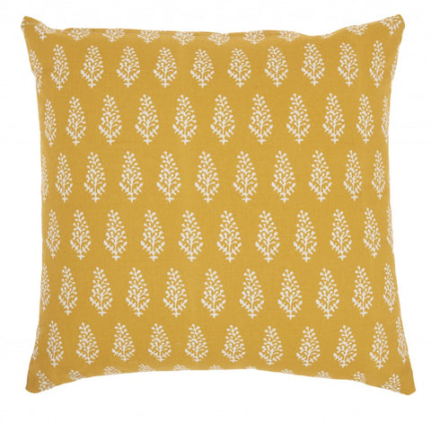 18" Yellow And White Coral Reef Pattern Throw Pillow