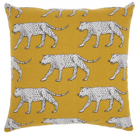Yellow Ochre Jaguar Throw Pillow