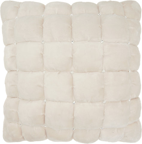 20" Ivory With Bling Quilted Velvet Throw Pillow