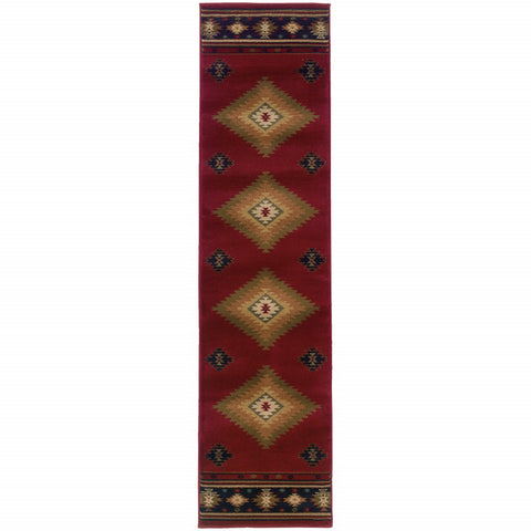 2��� X 8��� Red And Beige Ikat Pattern Runner Rug