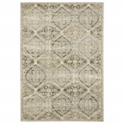 2��� X 8��� Ivory And Gray Floral Trellis Indoor Runner Rug