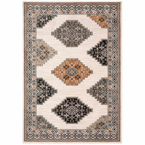 10��� X 13��� Abstract Ivory And Gray Geometric Indoor Area Rug